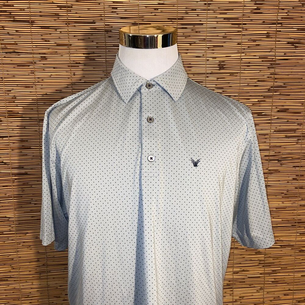 Footjoy Polo Shirt Men’s Large Blue Polka Dots Performance Golf Shirt